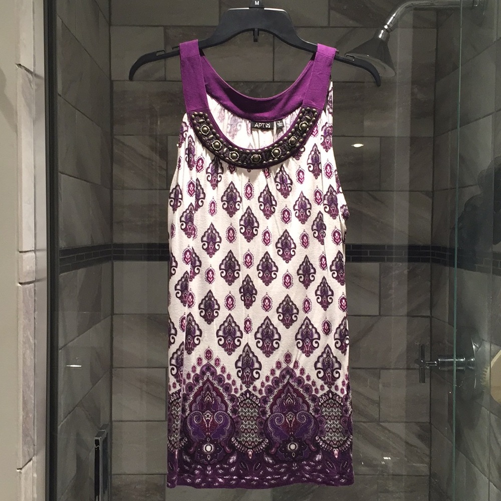 Long tank with beaded neckline